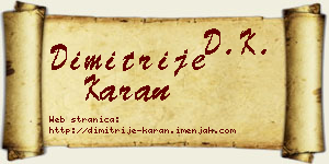 Dimitrije Karan vizit kartica